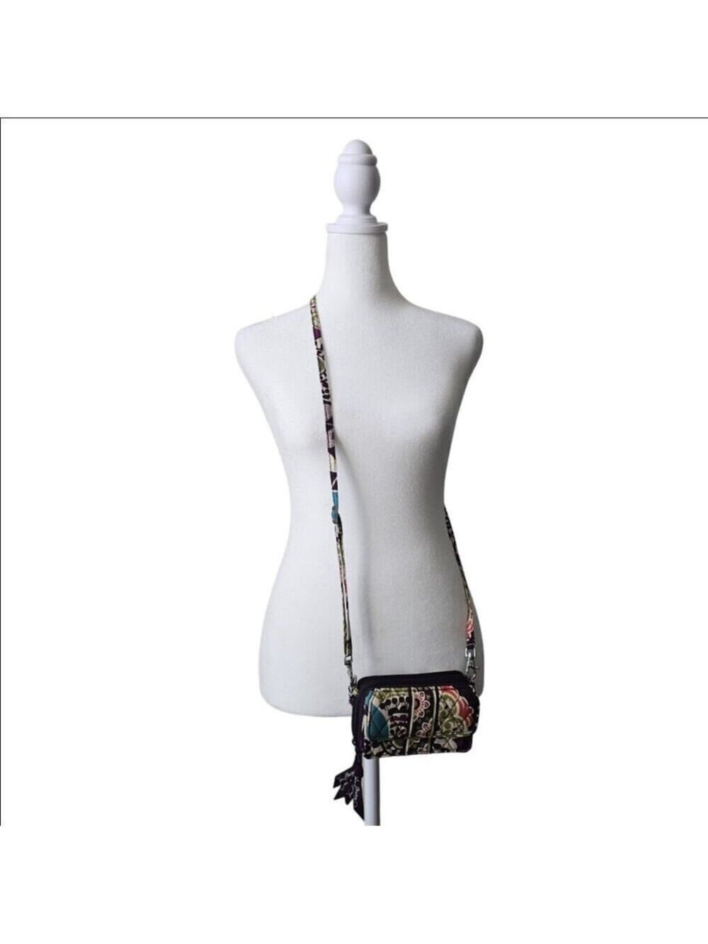 Vera Bradley Retired Plum Crazy Print Wallet with Crossbody Strap